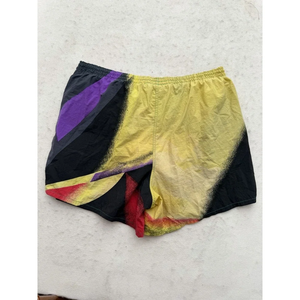 VTG Nylon Mesh Lined Trunks Shorts Mens XL Gold Purple 5